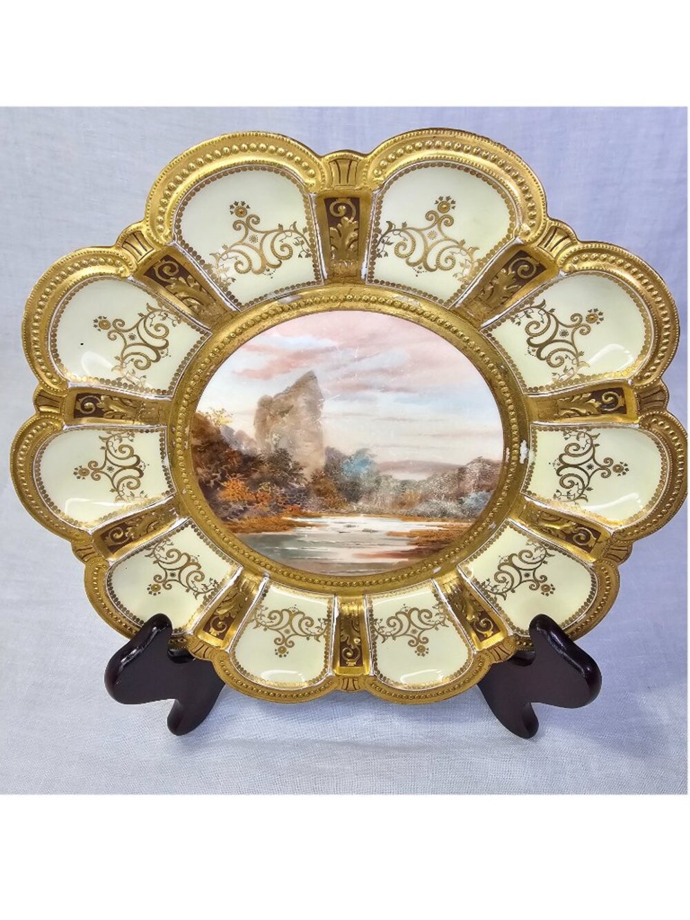 Royal Crown Derby Edwin Trowell Cabinet Plate Pickering Tor Dovedale c1880s